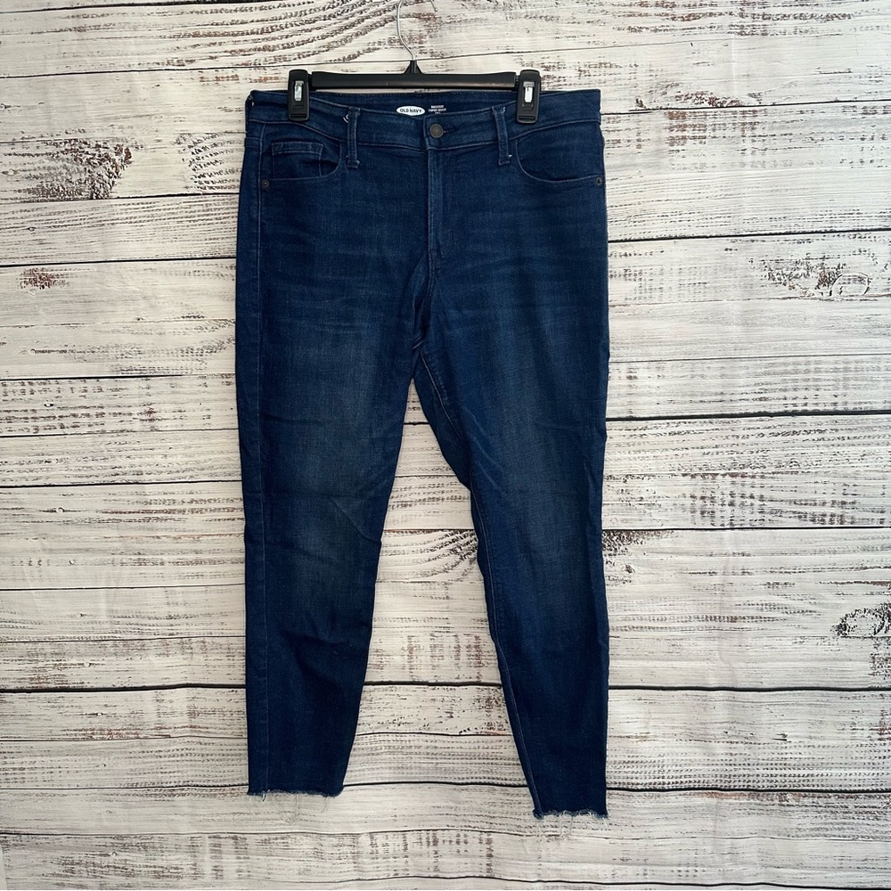 Old Navy Rockstar Super Skinny Ankle Mid Rise Denim Dark Wash Jeans